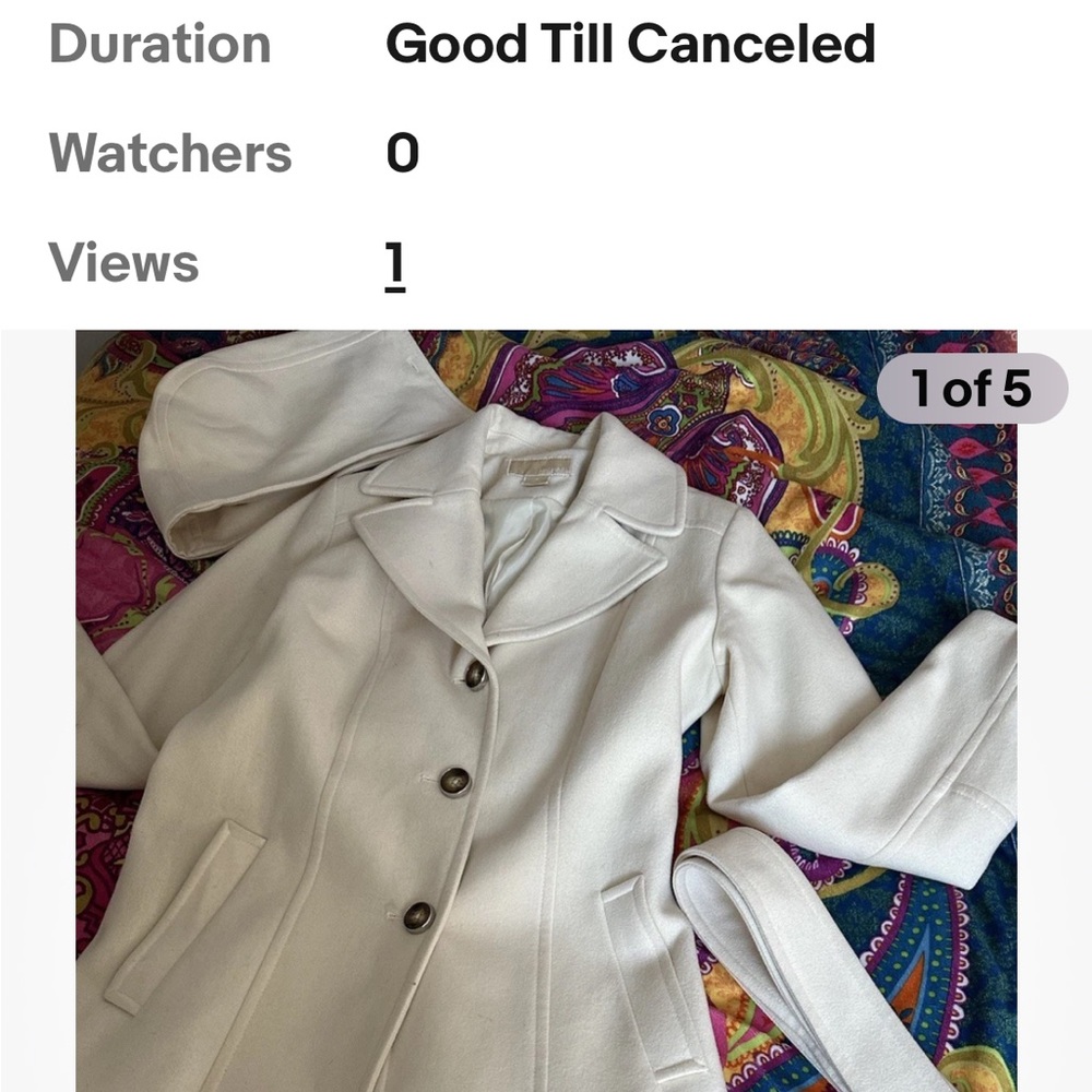 Michael Kors Cream Wool-Blend Pea Coat